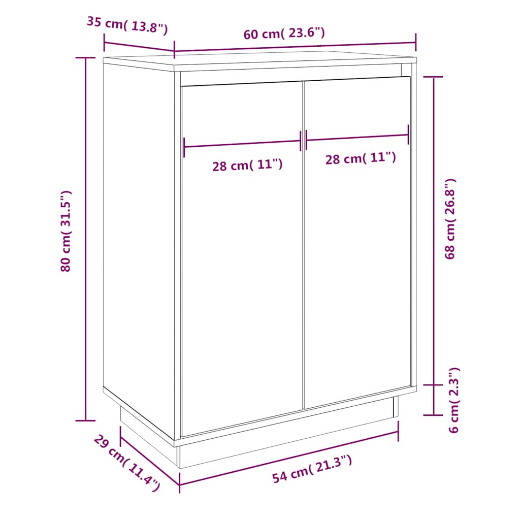 Pantofar, 60x35x80 cm, lemn masiv de pin GartenMobel Dekor