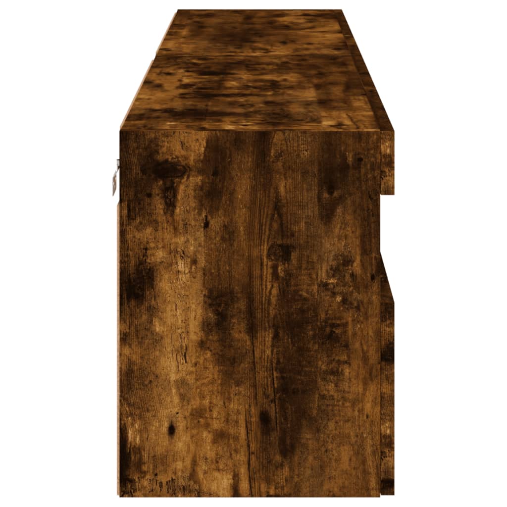 Comodă TV de perete cu LED, 2 buc. stejar fumuriu, 80x30x40 cm GartenMobel Dekor