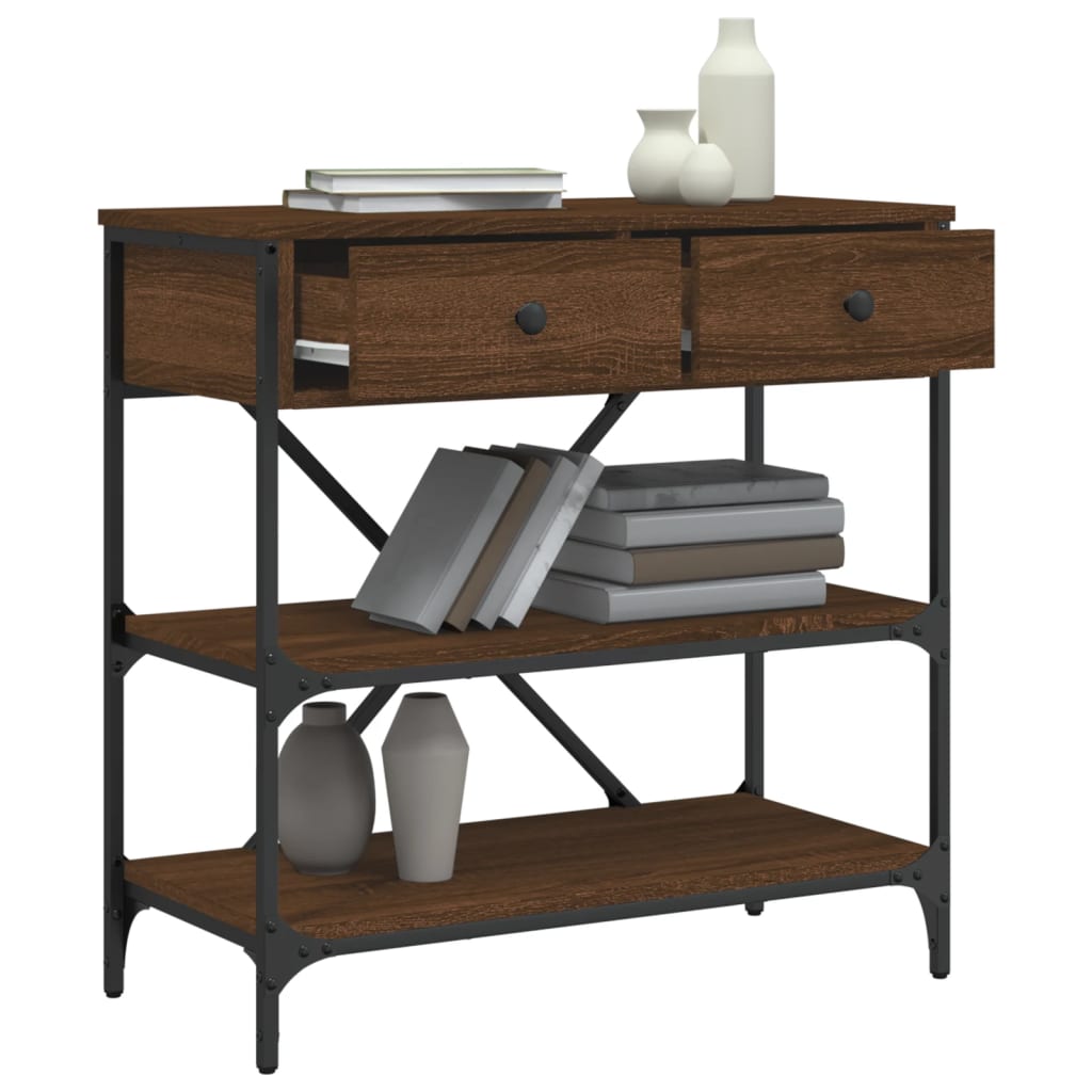 Masă consolă, stejar maro, 75x34,5x75 cm, lemn prelucrat GartenMobel Dekor