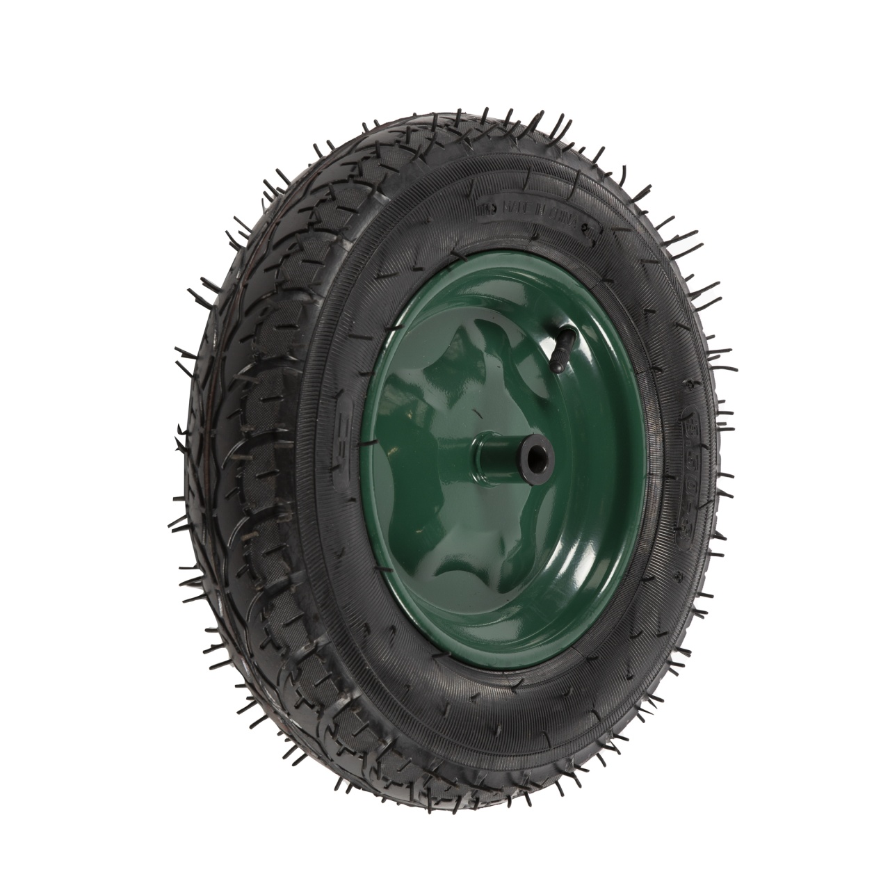 Roată pentru roabă Micul Fermier 3.50-8, ax 14 mm, jantă verde