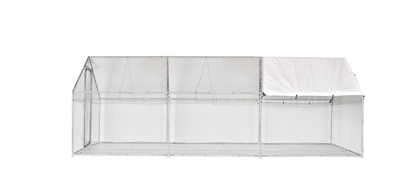 Tarc pentru păsări 3x6x2 m MF G01, oțel galvanizat, acoperiș impermeabil