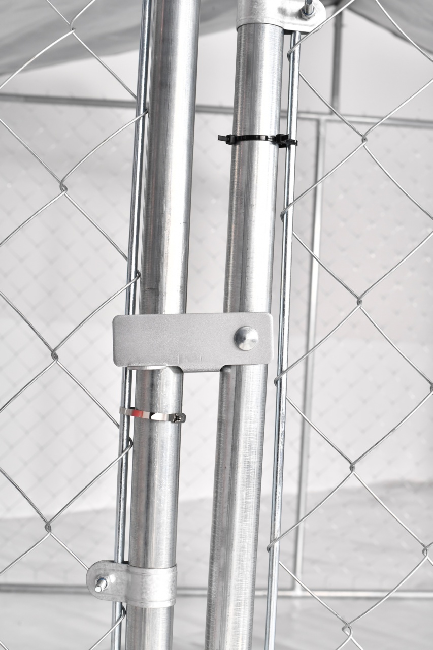 Padoc exterior pentru câini Micul Fermier 4x2x2,2 m, oțel galvanizat, cu acoperiș