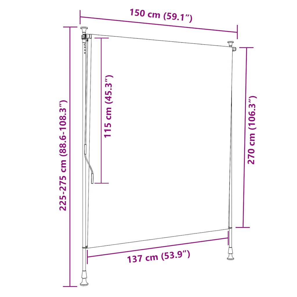 Jaluzea tip rulou de exterior, antracit, 150 x 270 cm GartenMobel Dekor