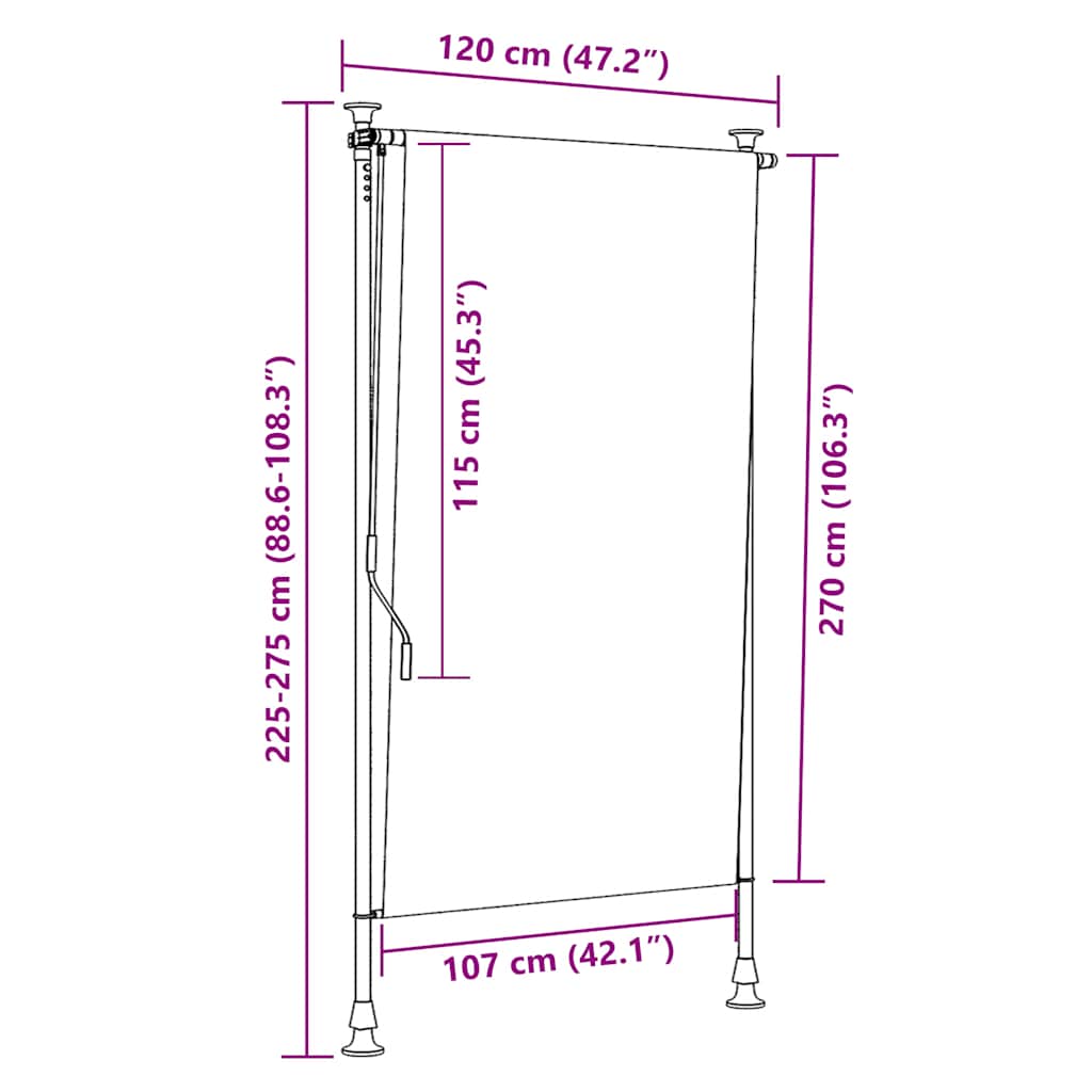 Jaluzea tip rulou de exterior, crem, 120 x 270 cm GartenMobel Dekor