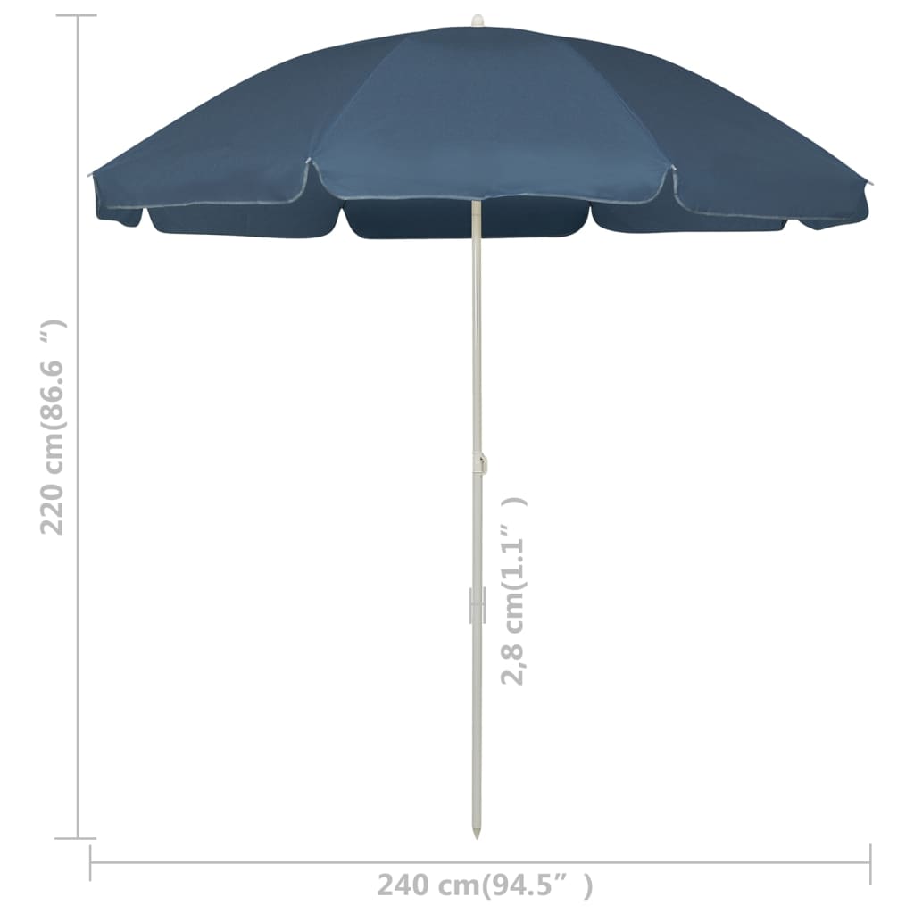 Umbrelă de soare de plajă, albastru, 240 cm GartenMobel Dekor