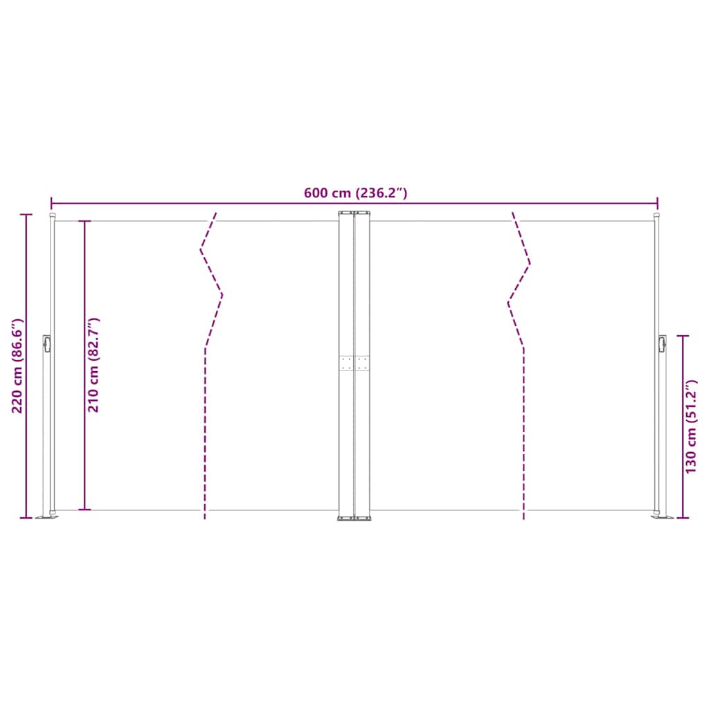 Copertină laterală retractabilă, antracit, 200x600 cm GartenMobel Dekor