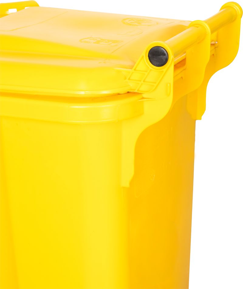 Pubelă Europlast 120 L din HDPE, galbenă, cu roți pentru colectare selectivă