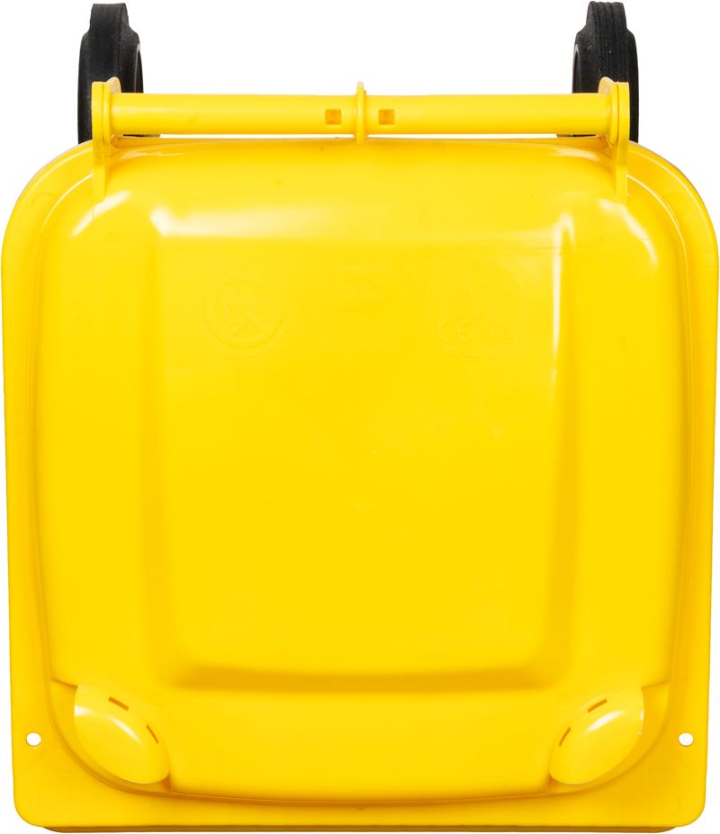 Pubelă Europlast 120 L din HDPE, galbenă, cu roți pentru colectare selectivă