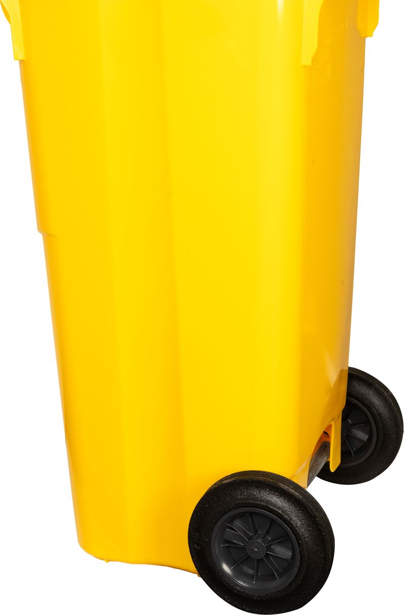 Pubelă Europlast 120 L din HDPE, galbenă, cu roți pentru colectare selectivă