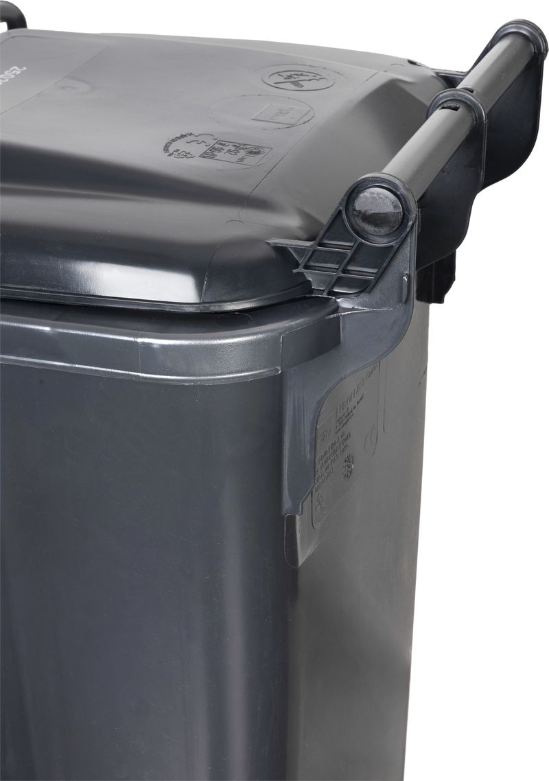 Pubelă Europlast 120L din HDPE neagră, cu roți pentru deșeuri