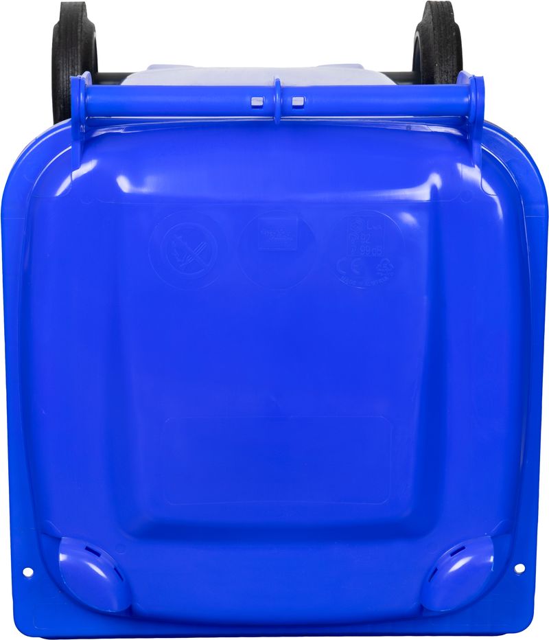 Pubelă Europlast 120 L din HDPE, albastră, cu roți, pentru deșeuri