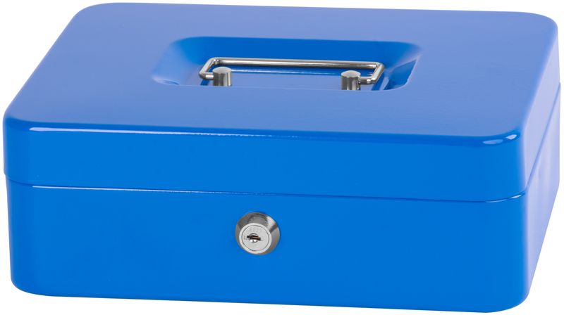 Casetă metalică pentru bani CashBox 25x20x9 cm, cu cheie și compartimente