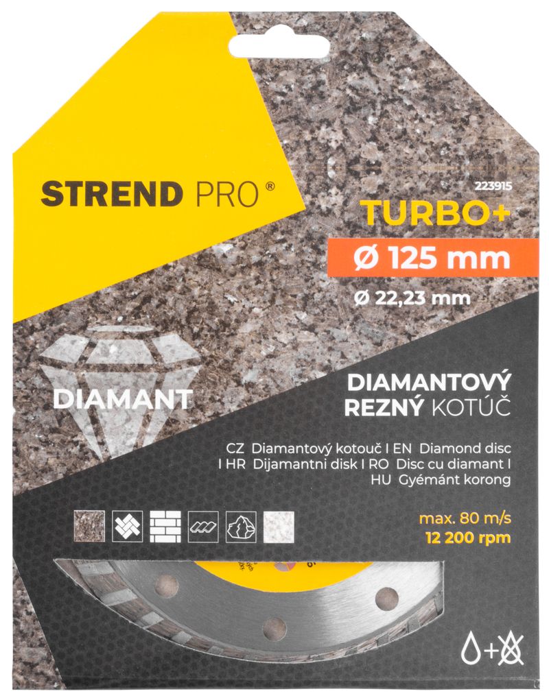 Disc diamantat Strend Pro Turbo+ 125 mm pentru tăiere gresie și piatră