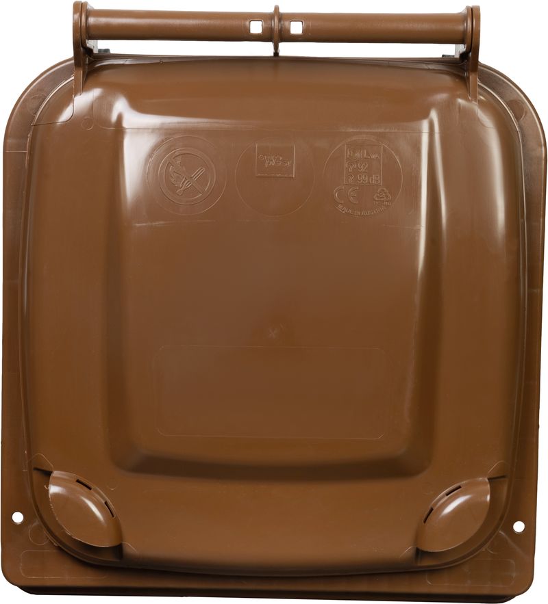 Pubelă Europlast 120 L din HDPE, maro 8014, cu roți și capac