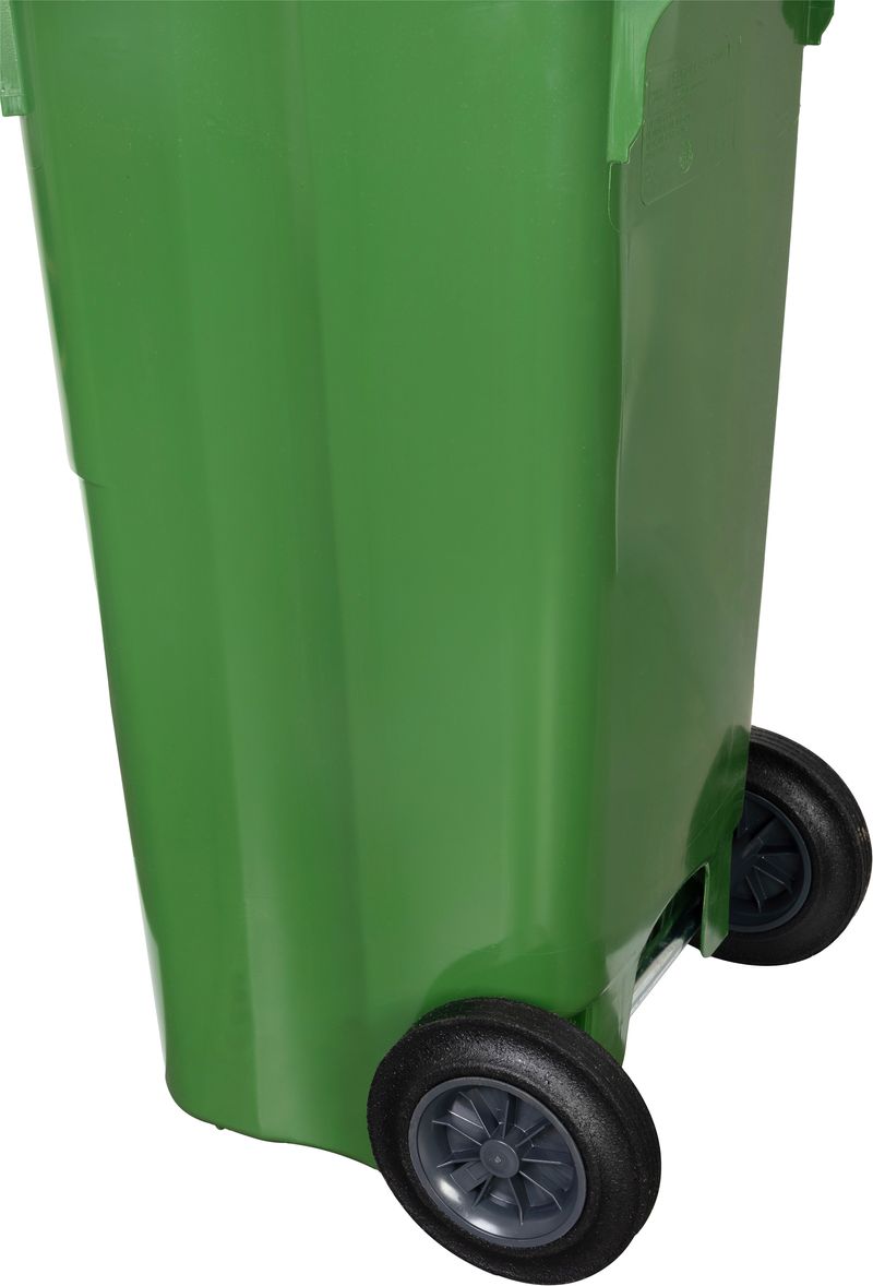 Pubelă Europlast 120L din HDPE, verde, cu roți pentru colectarea deșeurilor