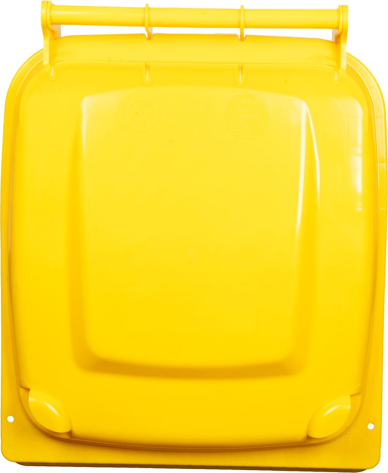 Pubelă Europlast 240 L din plastic HDPE, galbenă, cu roți și capac