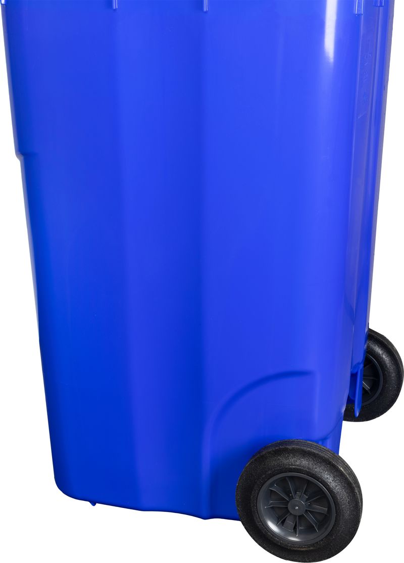 Pubelă Europlast 240L din plastic HDPE, albastră, cu roți și capac