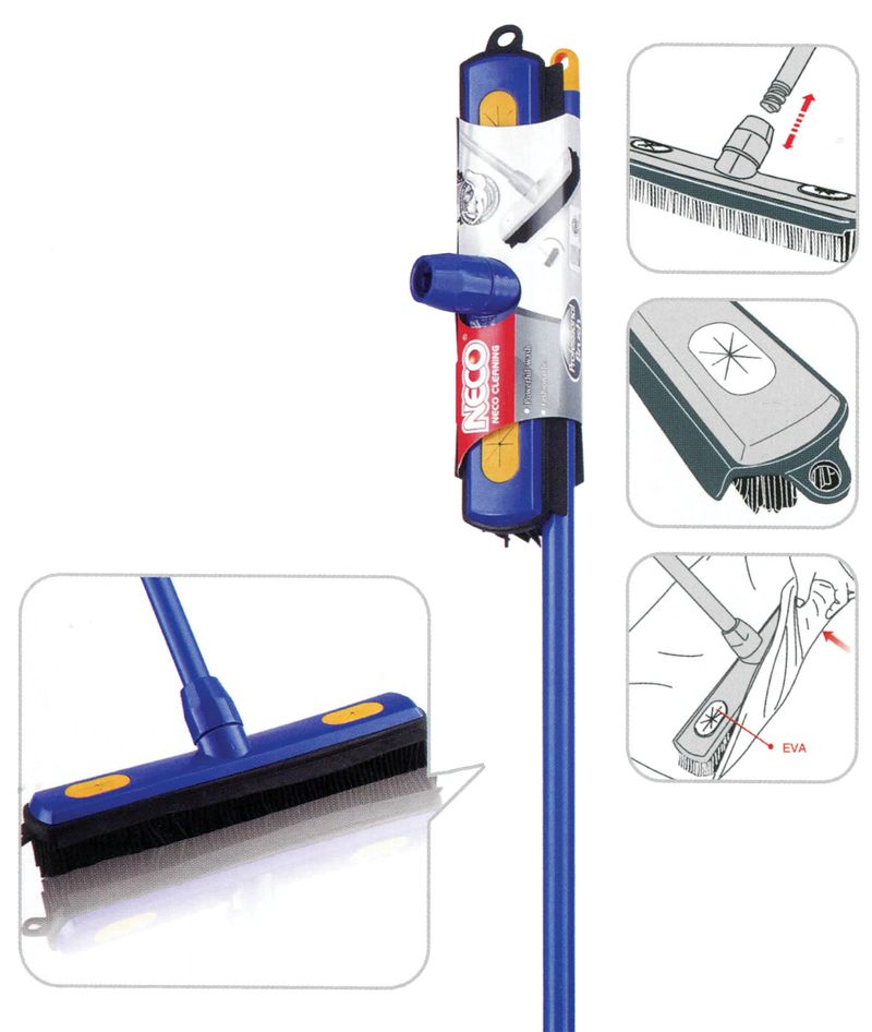 Mătură din cauciuc Neco 300 mm cu racletă, coadă 126 cm