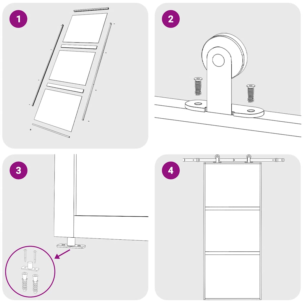 Ușă glisantă, alb, 90x205 cm, sticlă securizată/aluminiu GartenMobel Dekor