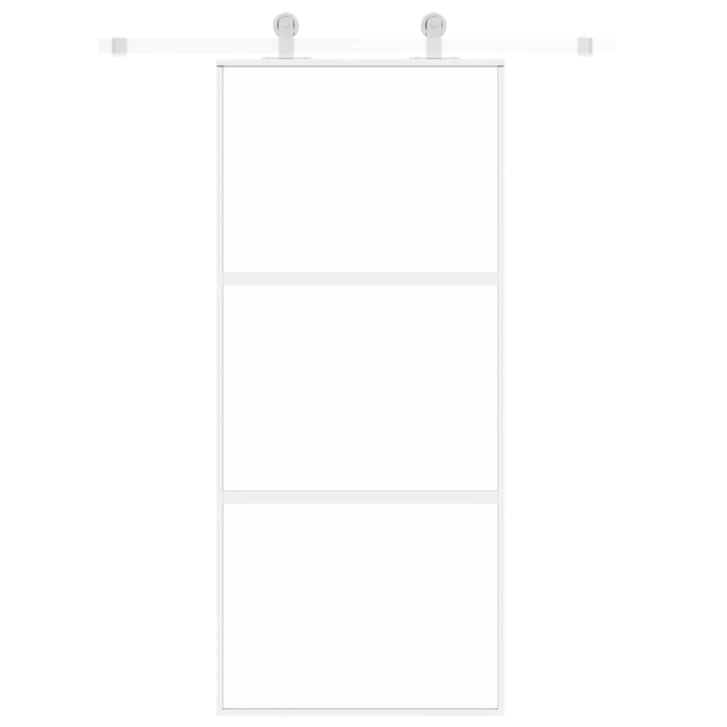Ușă glisantă, alb, 90x205 cm, sticlă securizată/aluminiu GartenMobel Dekor