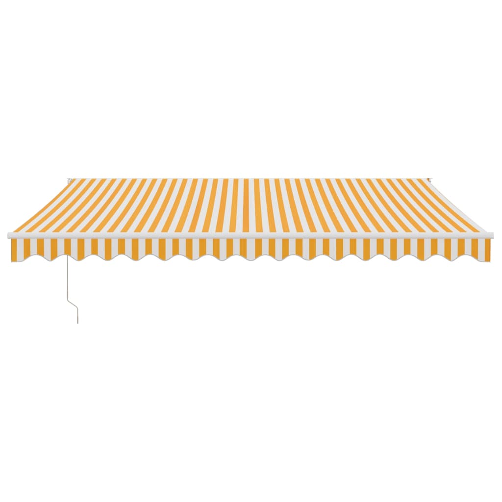 Copertină retractabilă automată, galben și alb, 4,5x3 m GartenMobel Dekor