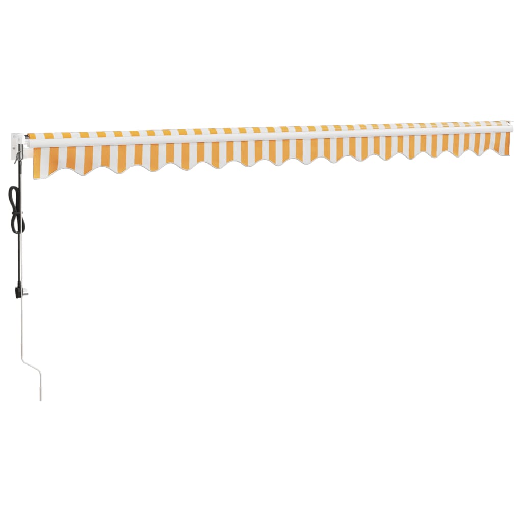 Copertină retractabilă automată, galben și alb, 4,5x3 m GartenMobel Dekor