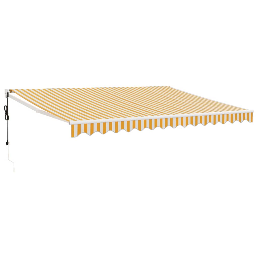 Copertină retractabilă automată, galben și alb, 4,5x3 m GartenMobel Dekor