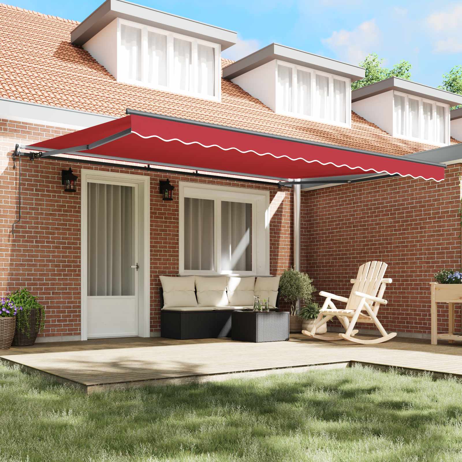 Cortina Retractabilă Roșu 450 × 300 cm Țesătură și Aluminiu GartenMobel Dekor