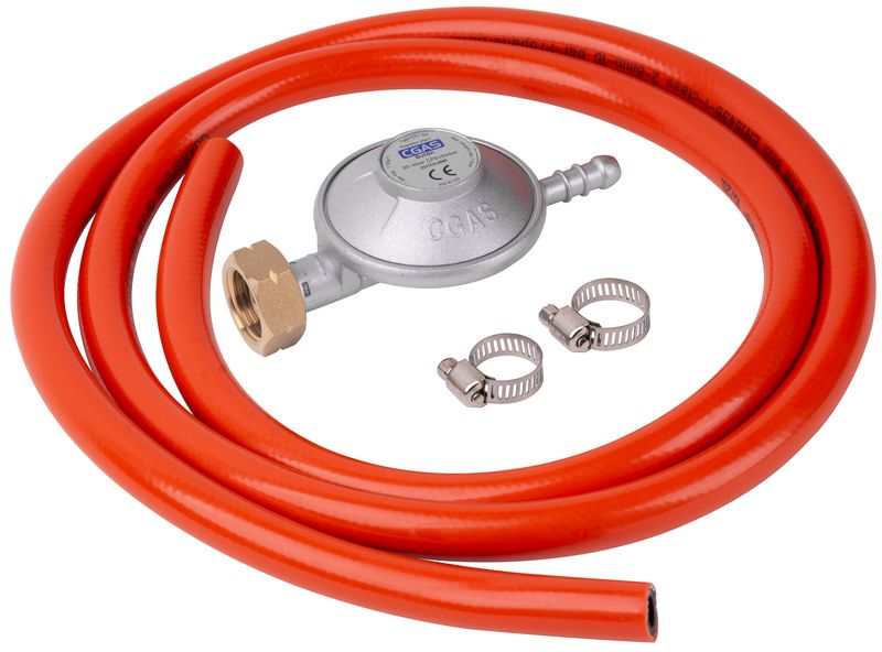 Regulator gaz butan CGAS 28-30 mbar cu furtun 1,5 m, 8 mm si 2 coliere