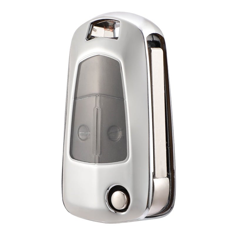 Husă cheie briceag Opel din TPU+PC, gri, pentru Astra H, Corsa D, Zafira B