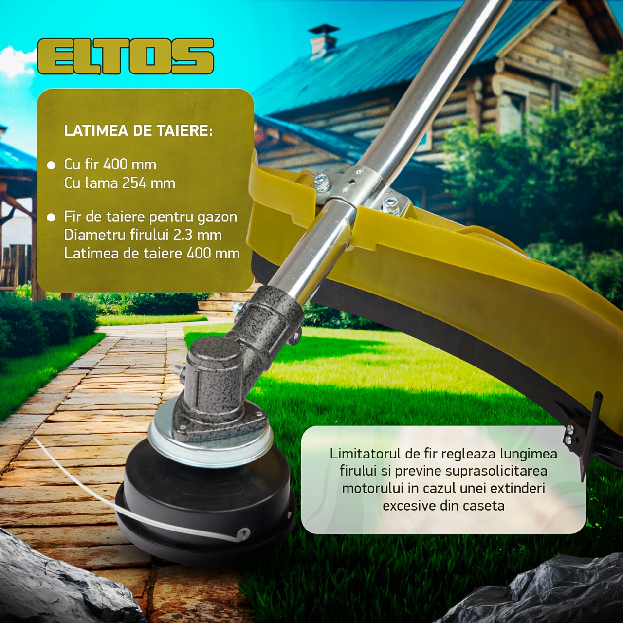 Motocoasă pe benzină ELTOS EL-5500, 4.7 CP, 52cc, tăiere 400 mm