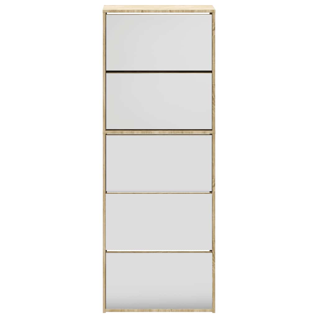 Pantofar cu 5 niveluri și oglindă, stejar, 63 x 17 x 169,5 cm GartenMobel Dekor