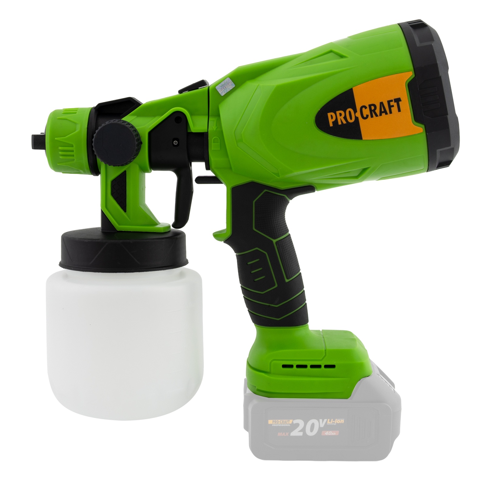 Pistol de vopsit cu acumulator ProCraft PSE20 20V, 800W, debit 160 ml/min