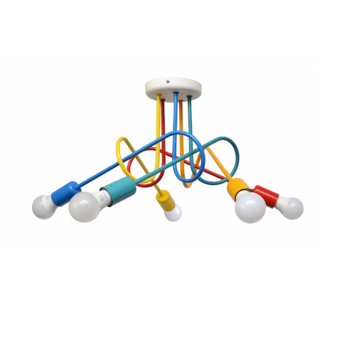 Lustră Angiolo multicolor cu brațe flexibile, 5xE27, design jucăuș