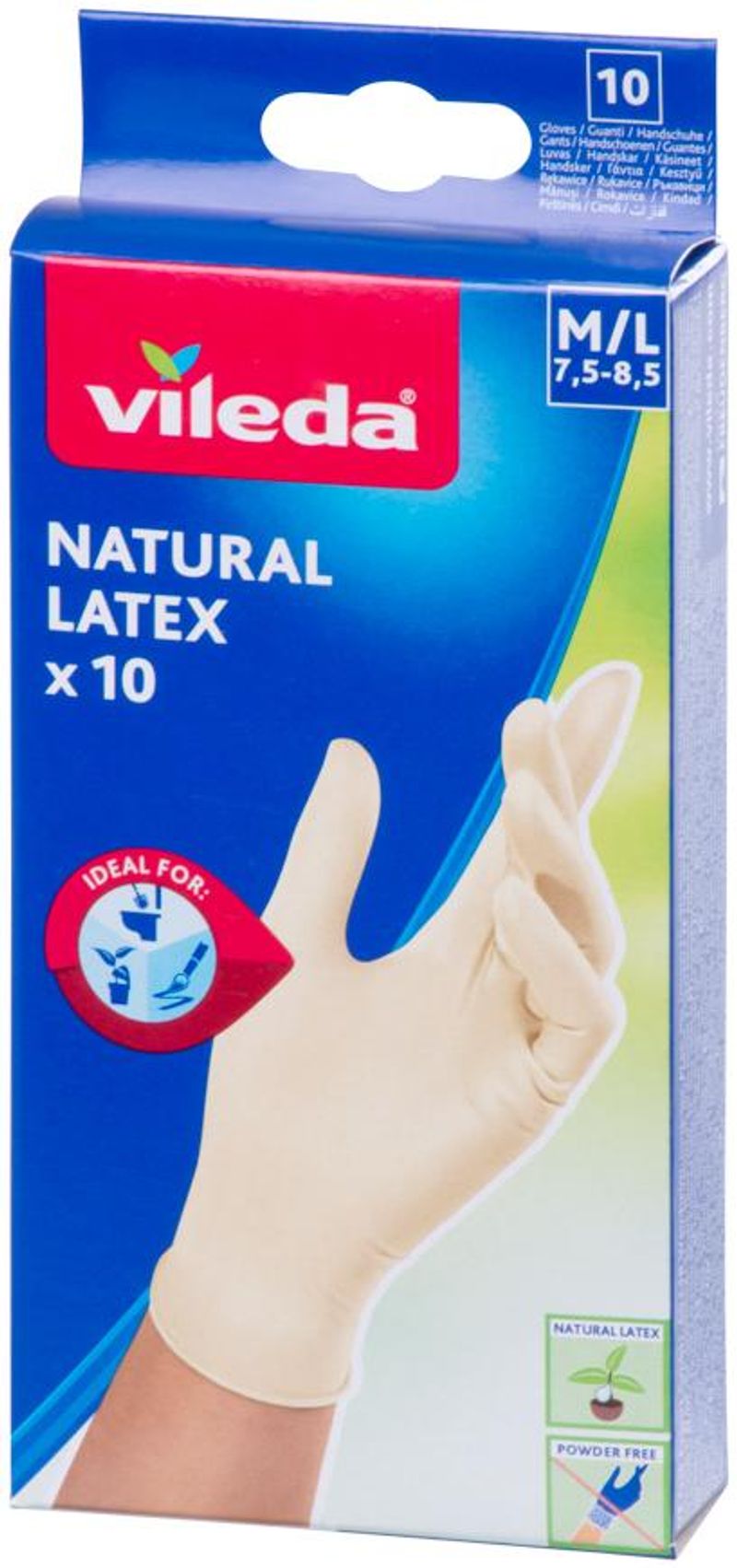 Mănuși de unică folosință Vileda Natural Latex M/L, fără pudră, 10 bucăți