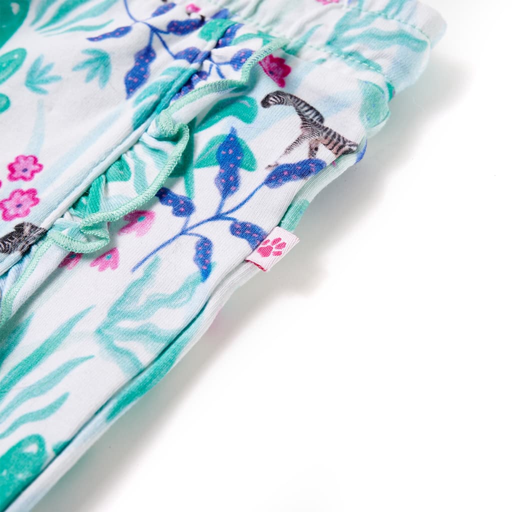 Pantaloni scurți pentru copii cu șnur, ecru și verde mentă închis, 128 GartenMobel Dekor