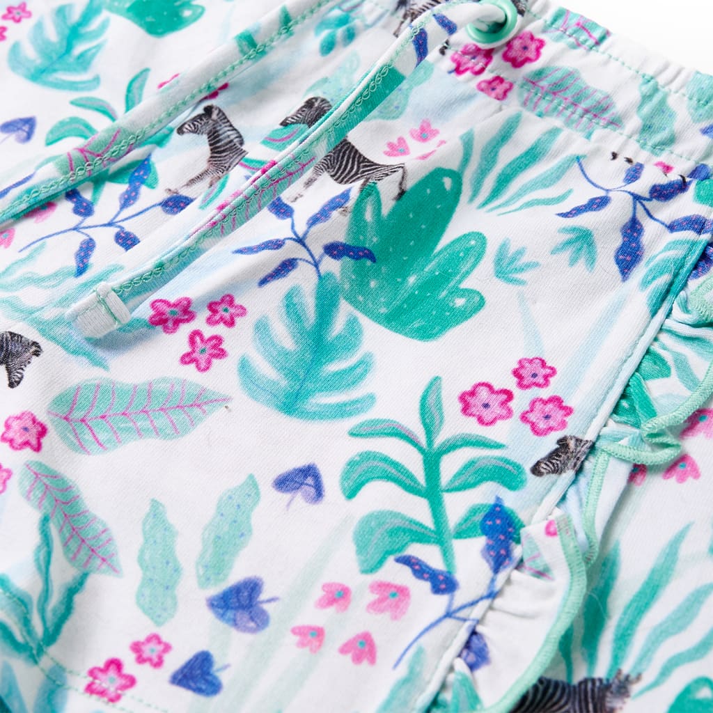 Pantaloni scurți pentru copii cu șnur, ecru și verde mentă închis, 140 GartenMobel Dekor