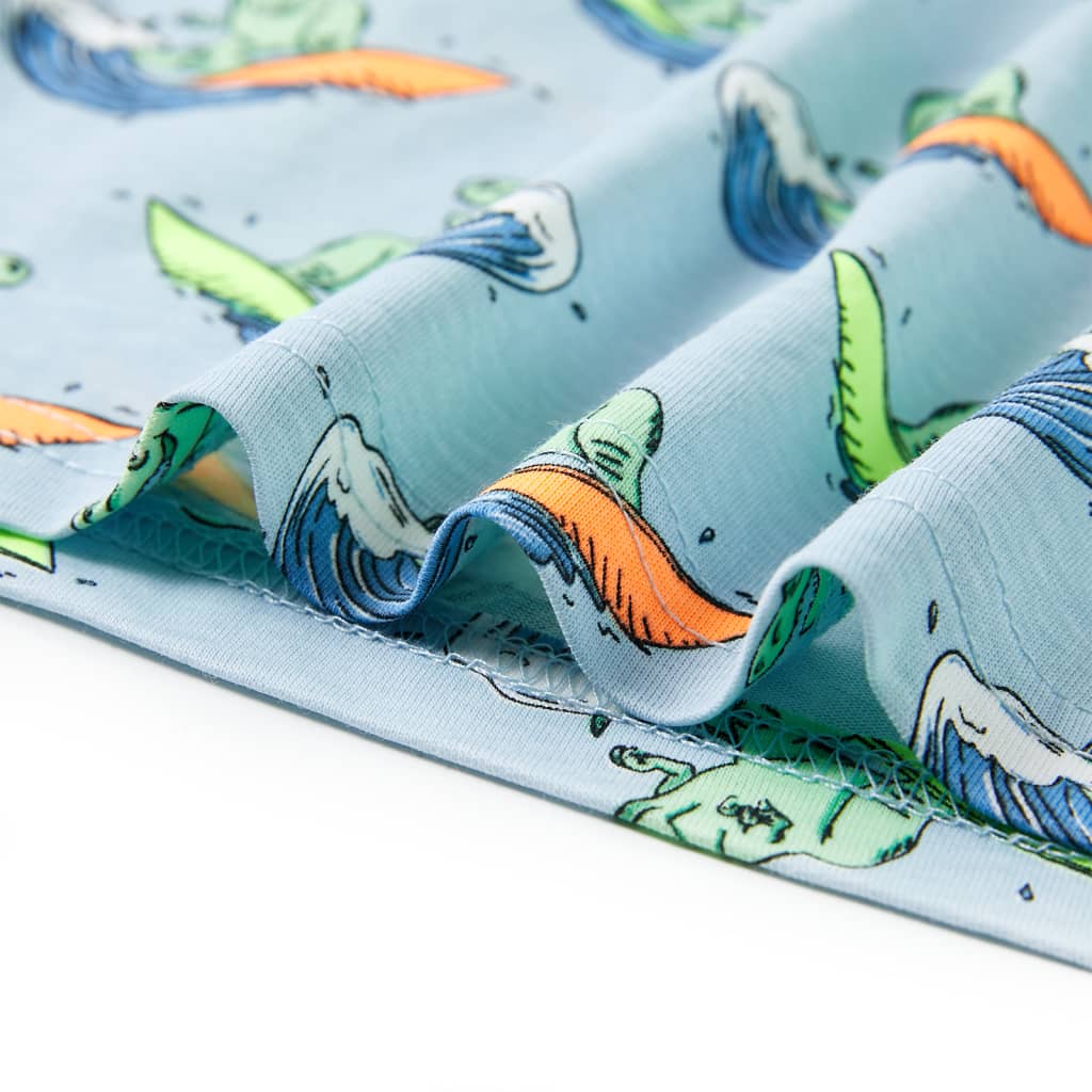 Pijamale pentru copii cu mâneci scurte, albastru deschis, 128 GartenMobel Dekor