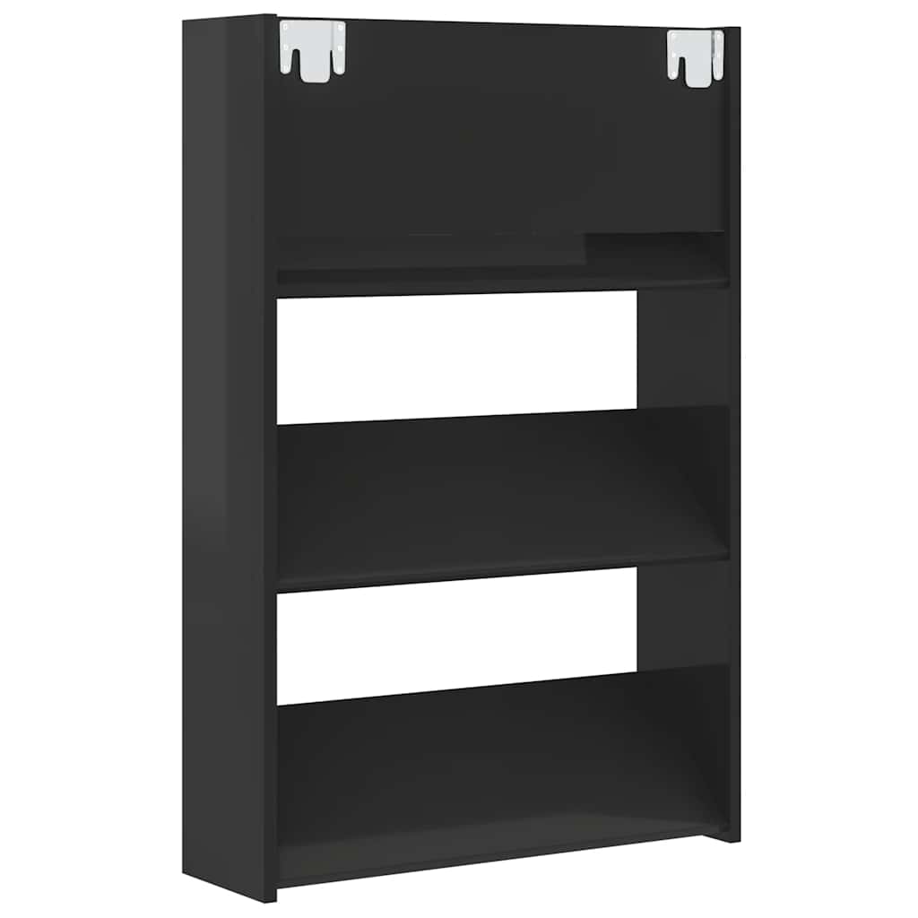 Pantofare de perete, 2 buc., negru extralucios, 60x18x90 cm PAL GartenMobel Dekor
