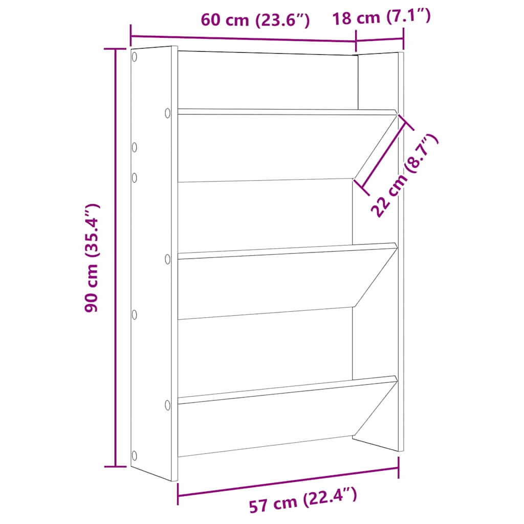 Pantofare de perete, 2 buc., negru extralucios, 60x18x90 cm PAL GartenMobel Dekor