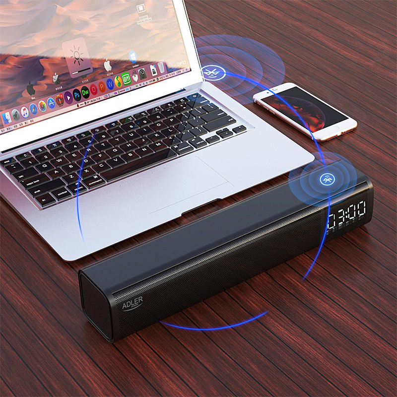 Boxă Bluetooth cu ceas și alarmă Adler AD 1191, stereo 10W, USB/SD/AUX