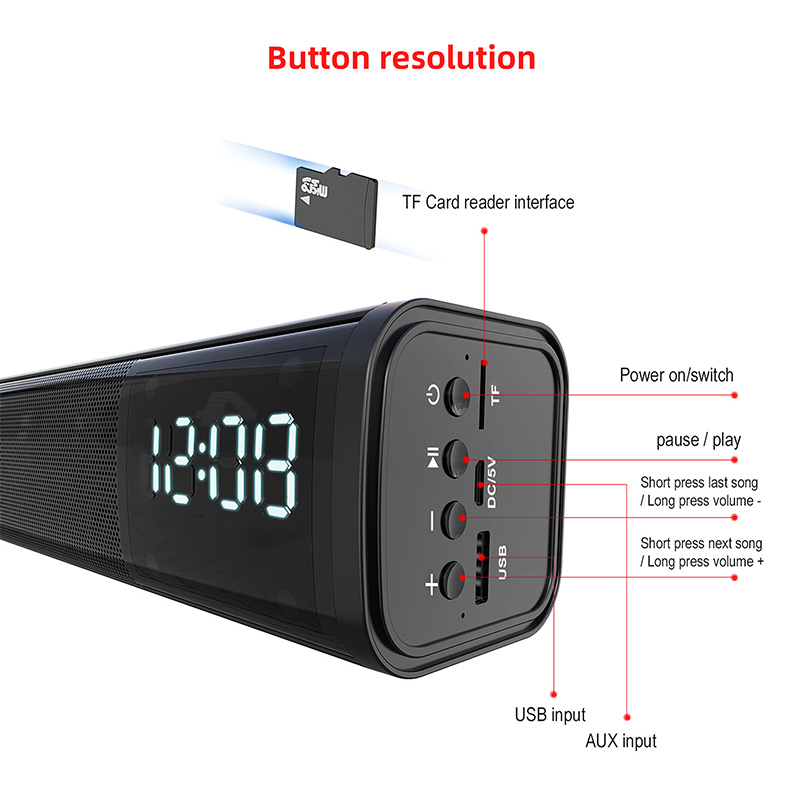 Boxă Bluetooth cu ceas și alarmă Adler AD 1191, stereo 10W, USB/SD/AUX