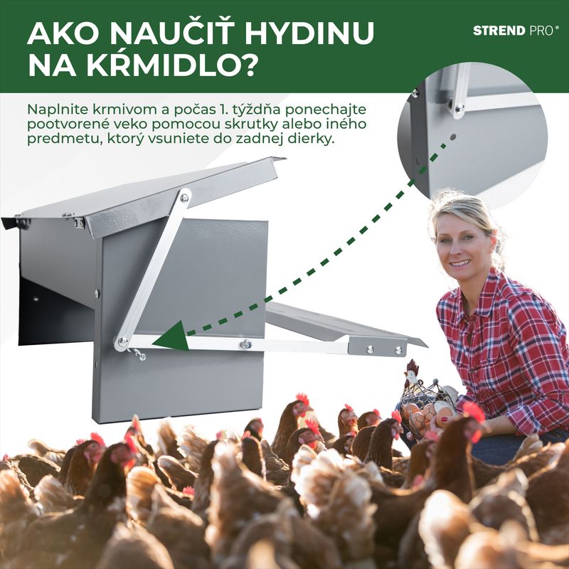 Hranitor automat pentru gaini Strend Pro, cu pedala, 5 kg, otel zincat