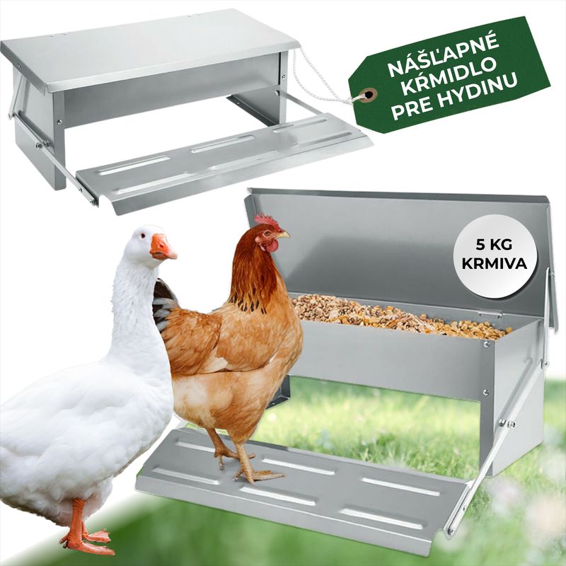 Hranitor automat pentru gaini Strend Pro, cu pedala, 5 kg, otel zincat