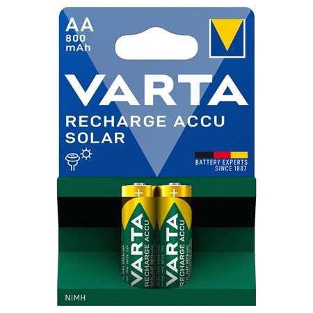 Set 2 acumulatori AA NiMH 800 mAh Varta Solar pentru lămpi de grădină