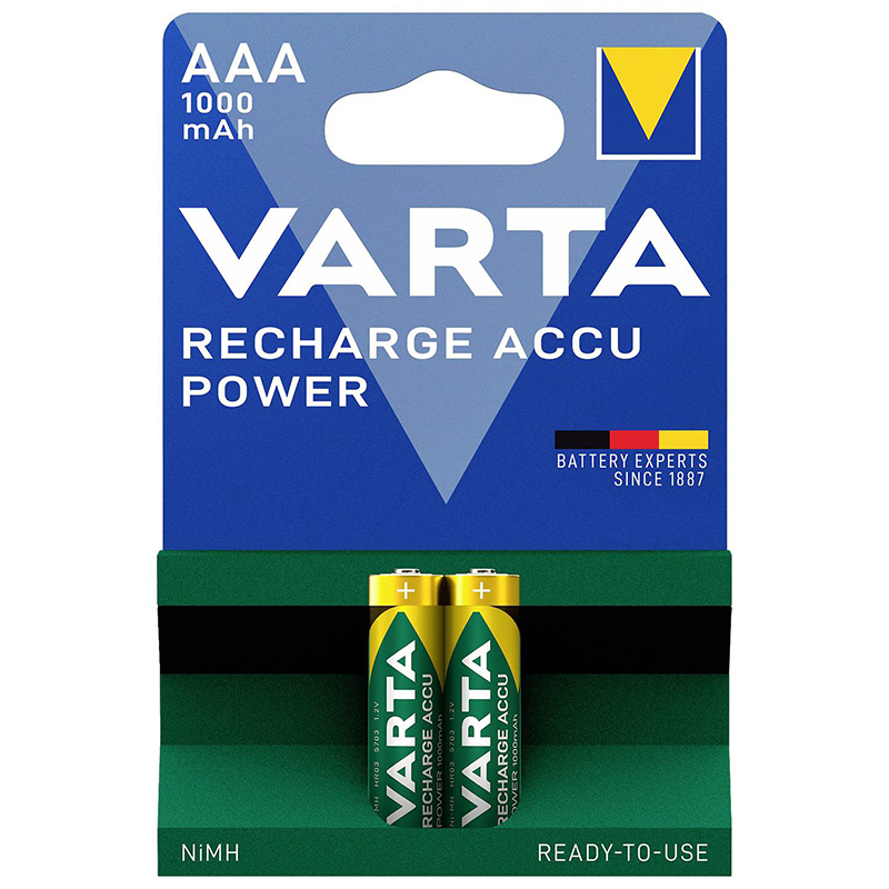 Acumulatori reincarcabili Varta AAA 1000 mAh NiMH, blister 2 buc
