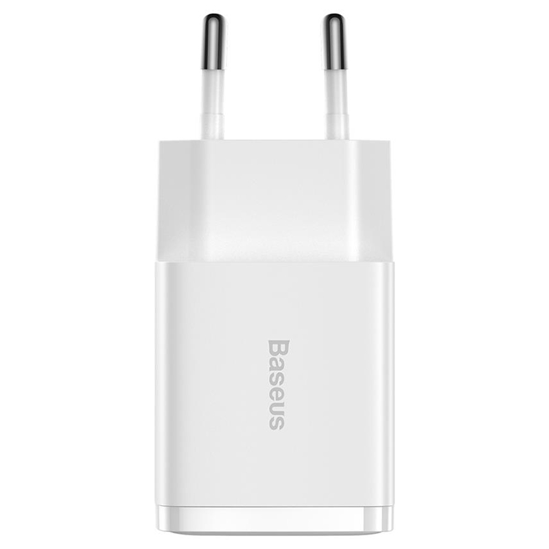 Încărcător rețea Baseus Compact 10,5W cu 2 porturi USB-A, alb