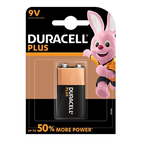 Baterie alcalină Duracell Plus 9V (6LR61) pentru alarme și detectoare