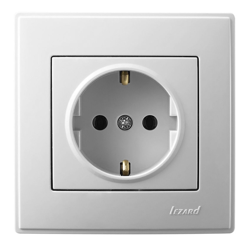 Priză Schuko simplă Lezard pentru montaj îngropat, alb
