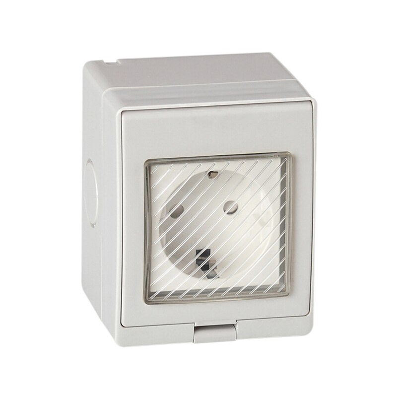 Priză simplă Schuko IP55 pentru exterior, cu capac și montaj aparent